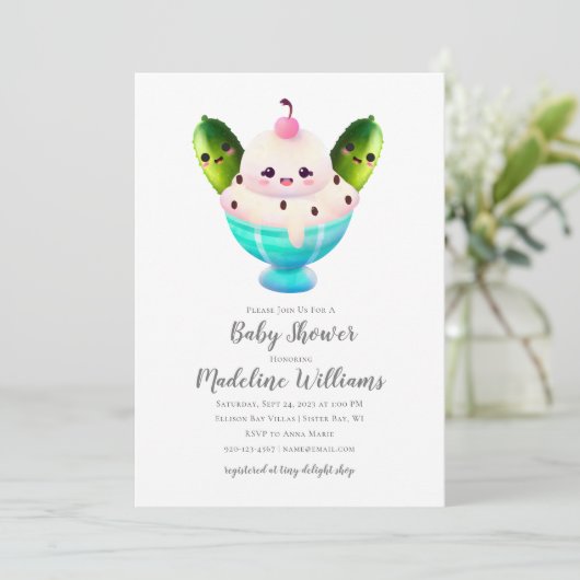 Pickles en Ice Cream Baby shower Invitation Kaart (Staand voorkant)