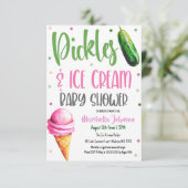 Pickles en Ice Cream Baby shower Invitation Kaart (Staand voorkant)