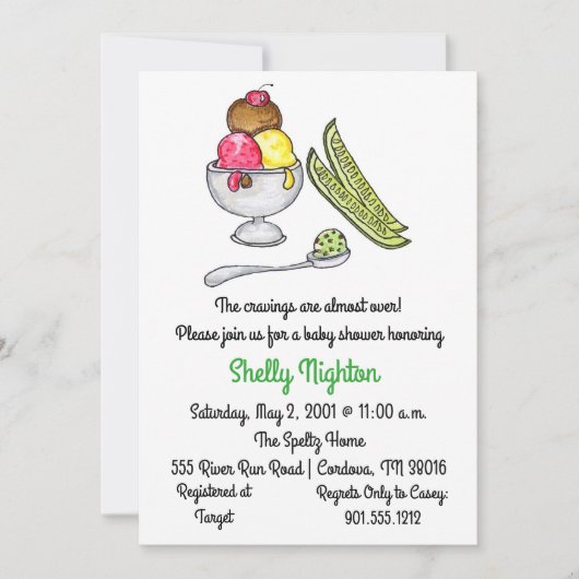 Pickles en Ice Cream Baby shower Kaart (Voorkant)