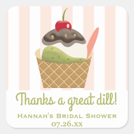 Pickles en Ice Cream Bedankt Vierkante Sticker (Voorkant)