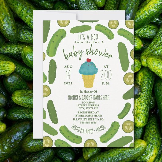 Pickles en Ice Cream Boy Baby shower Kaart