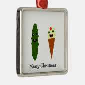 Pickles en Ice Cream Merry Kerstmis Metalen Ornament (Rechts)