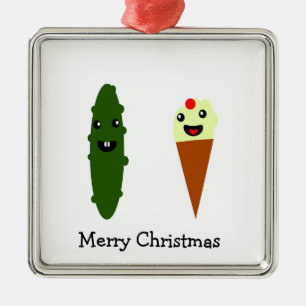Pickles en Ice Cream Merry Kerstmis Metalen Ornament