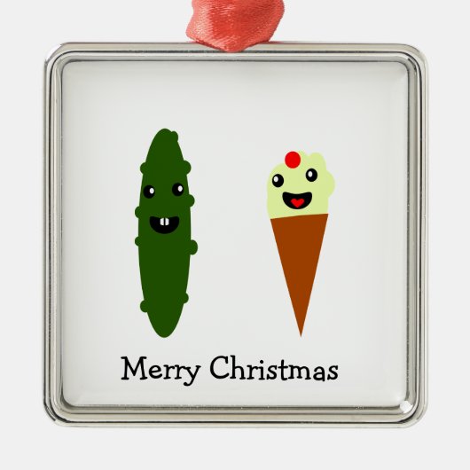 Pickles en Ice Cream Merry Kerstmis Metalen Ornament (Voorkant)