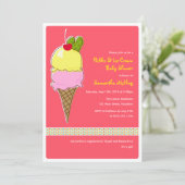 Pickles en IceCream Baby shower, het is een meisje Kaart (Staand voorkant)