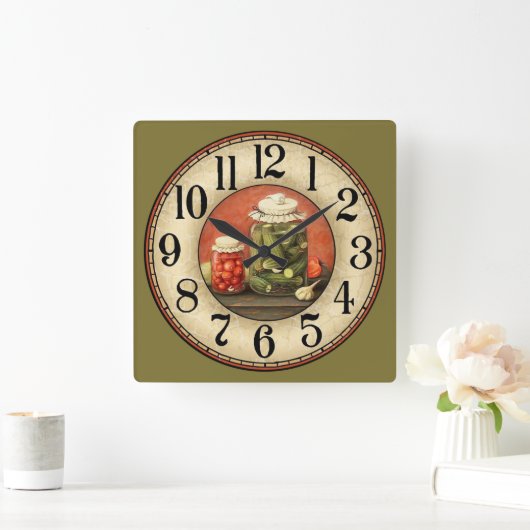 Pickles en Jars Vierkante Klok (Huis)