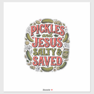 Pickles en Jezus Zout Geredde Vintage Shirt Ontwer Sticker