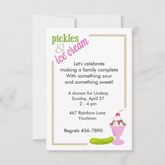 Pickles & Ice Cream Baby shower Uitnodiging (Voorkant)