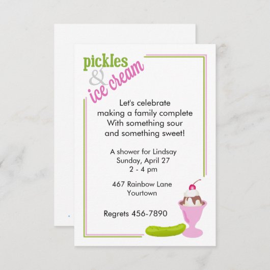 Pickles & Ice Cream Baby shower Uitnodiging (Voorkant / Achterkant)