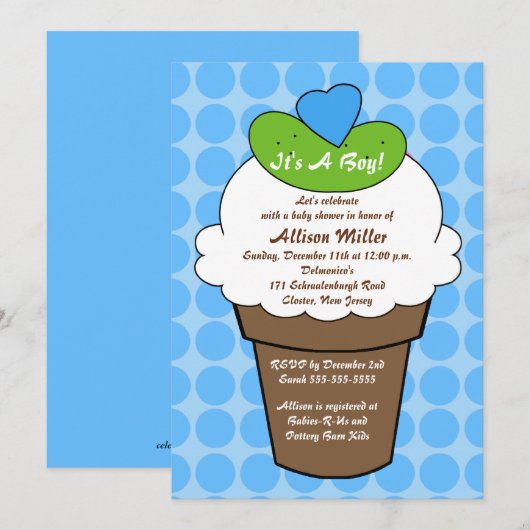 Pickles & Ice Cream Boy Baby shower Kaart (Voorkant / Achterkant)