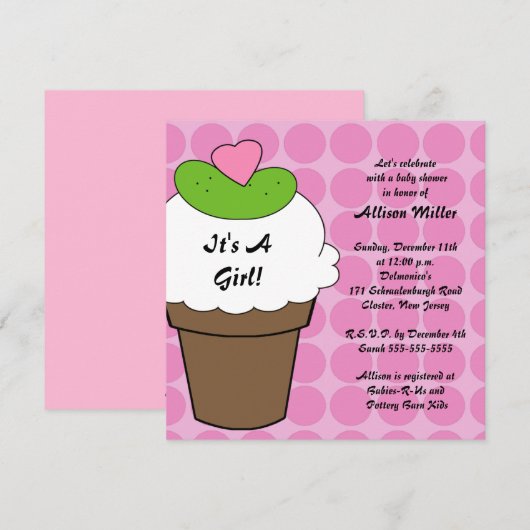 Pickles & Ice Cream Girls Baby shower Kaart (Voorkant / Achterkant)