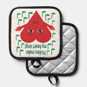 "Pickles maken mijn hart zingen!" zingend hart Pannenlap (Voorkant / Achterkant)