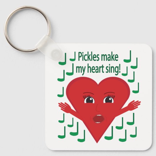 "Pickles maken mijn hart zingen!" zingend hart Sleutelhanger (Voorkant)