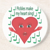 "Pickles maken mijn hart zingen!" zingend hart Zandsteen Onderzetter (Voorkant)