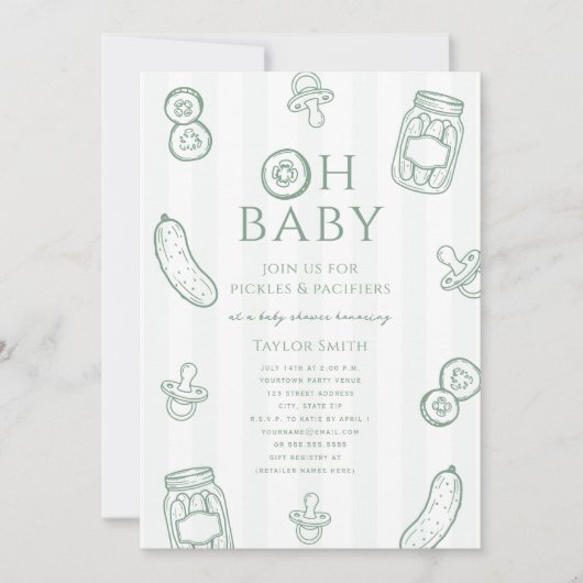 Pickles & Pacifiers Groene Neutrale Baby Shower Kaart (Voorkant)