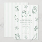 Pickles & Pacifiers Groene Neutrale Baby Shower Kaart (Voorkant / Achterkant)