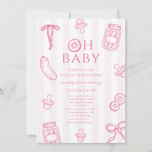 Pickles & Pacifiers Roze Meisje Baby Shower Kaart