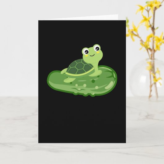 Pickles Turtle Cucumber Gherkin Children Kaart (Gele Bloem)