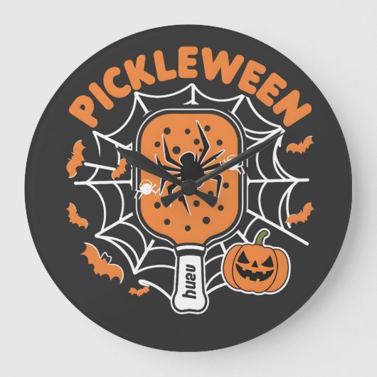 Pickleween Grappig Spooky Halloween Pickleball Spo Grote Klok (Voorkant)