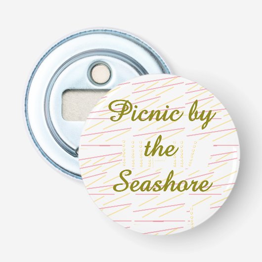 Picknick aan de zee button flesopener (Voorkant)