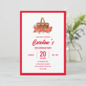 Picknick aardbei verjaardagsfeestje van de dochter kaart (Staand voorkant)