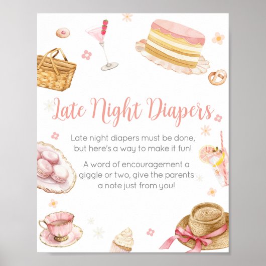 Picknick Baby Brunch Baby shower Late Night Luiers Poster (Voorkant)