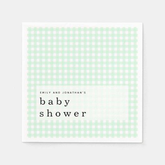 Picknick Baby shower Namen Green Gingham Servet (Voorkant)