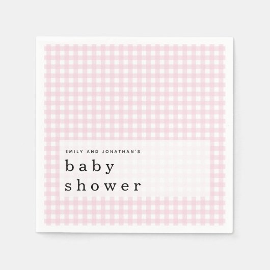 Picknick Baby shower Namen Pink Gingham Servet (Voorkant)