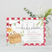picknick baby shower, picknick in het park rode gi kaart (Staand voorkant)