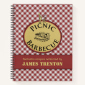 Picknick Barbecue Gingham Rood Receptenboek Notitieboek (Voorkant)