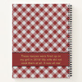 Picknick Barbecue Gingham Rood Receptenboek Notitieboek (Achterkant)
