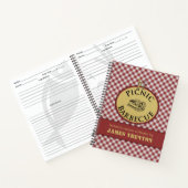 Picknick Barbecue Gingham Rood Receptenboek Notitieboek (Binnen)