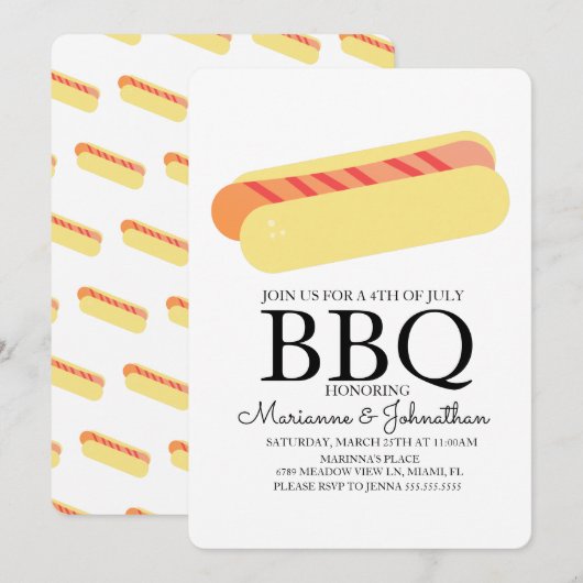 Picknick BBQ Barbecue Hot Dogs Kaart (Voorkant / Achterkant)