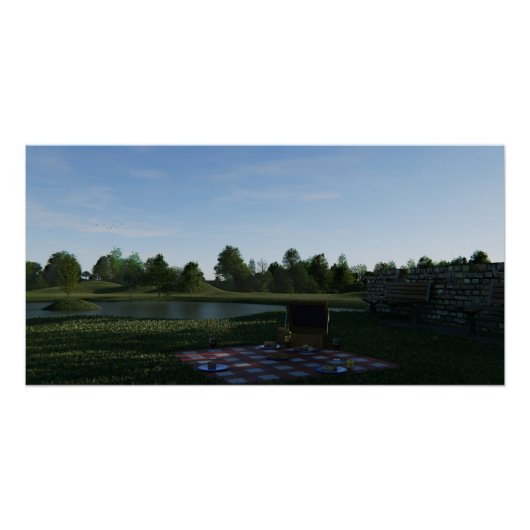 Picknick bij een meer perfect poster (Voorkant)