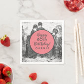 picknick Birthday in houtskool en koraal Servet (Insitu)