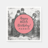  picknick Birthday in houtskool en koraal Servet (Voorkant)