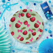 Picknick Borden - Big Bold Cherries & Bows Papieren Bordje (Feest)