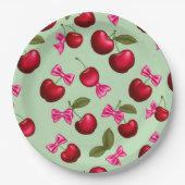 Picknick Borden - Big Bold Cherries & Bows Papieren Bordje (Voorkant)
