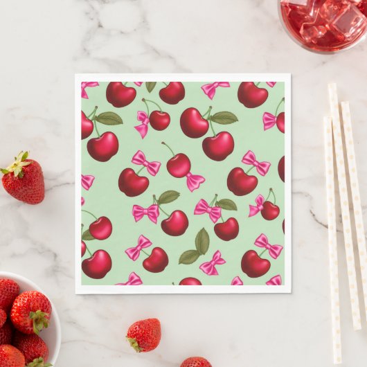 Picknick Borden - Big Bold Cherries & Bows Servet (Insitu)