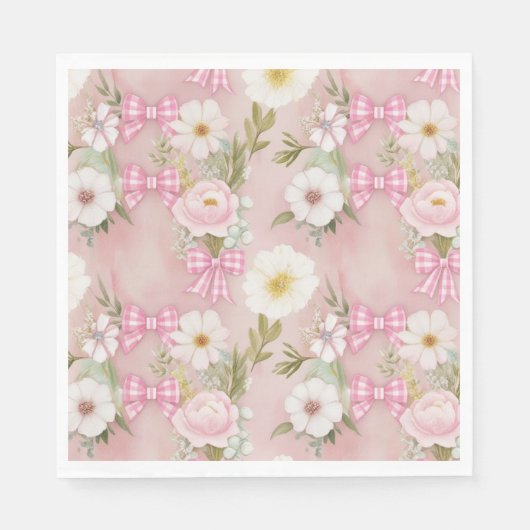 Picknick Borden - Bloemen en Gingham Bows Servet (Voorkant)