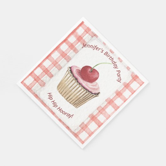 Picknick Borden - Kinder Retro Cherry Cup Cake Servet (Hoek)