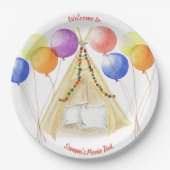 Picknick Borden - Tent & Ballonnen gepersonaliseer Papieren Bordje (Voorkant)
