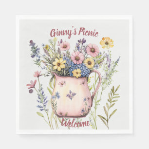 Picknick Borden -  Wilde Bloemen & Vaas Servet