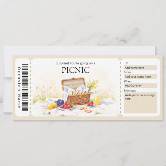 Picknick Cadeaubon Kaart (Voorkant)