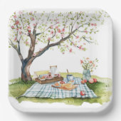 Picknick Design Vierkante Papier Borden Papieren Bordje (Voorkant)