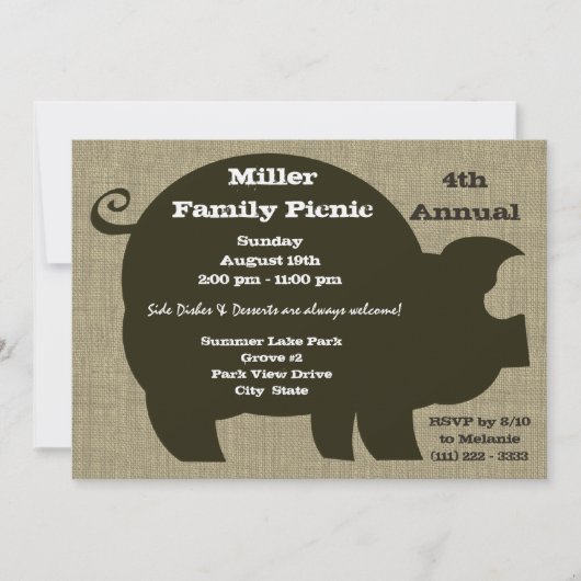 Picknick en BBQ Brown Hog Kaart (Voorkant)