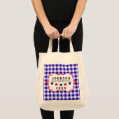 Picknick familiereünie | Blauwe Checker · Barbecue Tote Bag (Voorkant (product))
