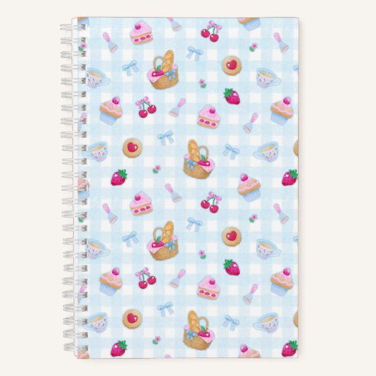 Picknick Gingham Blauw   Notitieboek (Voorkant)