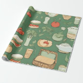 Picknick groen cadeaupapier (Uitgerold)