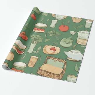 Picknick groen cadeaupapier